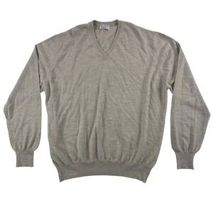 Maus & Hoffman Mens XXL V-Neck Sweater Zimmerli Switzerland Tan Wool Italy